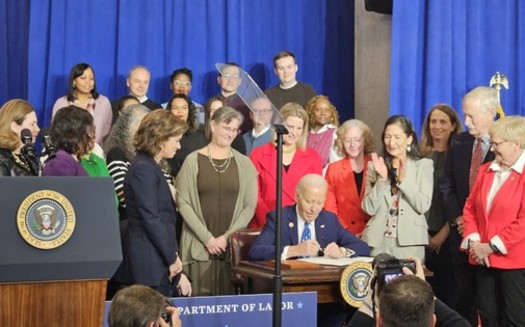 Julie Su, acting Secretary of Labor and Deb Haaland, Secretary of the Interior, joined labor advocates  to celebrate President Joe Biden's establishment of the Frances Perkins National Monument in Newcastle, Maine. (Maine AFL-CIO)