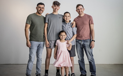 Adrian and Shane Potter adopted siblings Isaiah, Jordan and Sophia in 2021. (Photo courtesy of The Dave Thomas Foundation for Adoption)