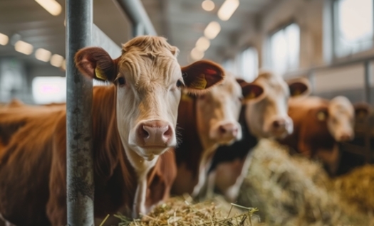 Large cattle operations on factory farms are one of the largest producers of methane emissions, one of the primary components of greenhouse gases driving climate change. (Adobe Stock/AI) 
