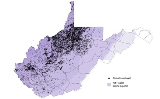 A map shows West Virginia's abandoned oil and gas wells. (Ohio River Valley Institute)