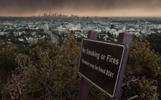 Smoke hovers above Los Angeles as seen on January 8, 2025, as a result of wildfires. (Zack Hughes)