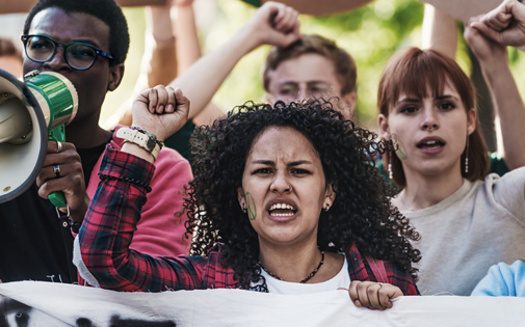 A new survey found about two-thirds of students disciplined or threatened with discipline said it happened during campus protests held in public spaces like the quad or campus green. (Lomb/AdobeStock)