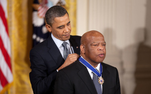 Then-President Barack Obama awards the 2010 Presidential Medal of Freedom to Congressman John Lewis in a White House ceremony on Feb. 15, 2011. (Official White House photo)