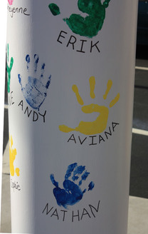 Children's handprints. Photo credit: Deborah Smith.