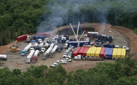 Truck usage at a typical fracking site. Photo courtesy U.S.D.O.I.