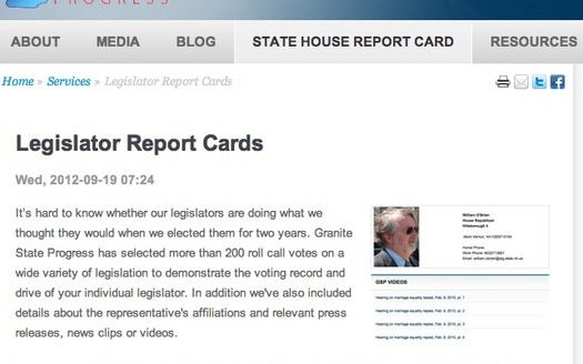 GRAPHIC: Granite State Progress Legislator Report Cards website helps New Hampshire voters to bone-up on candidates and issues.
