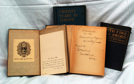 PHOTO: Some of the antique books available at the sale. Photo credit: David McFarland, book sale volunteer.
