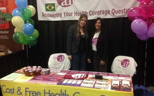 Aline Travers and Denise Moran of HCFA providing information about health care options to small businesses and individuals at the BRAZIL EXPO USA in September. Courtesy: HCFA