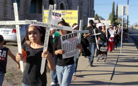 PHOTO: Da de los Muertos march in El Paso honoring Mexicans who died trying to emigrate (November, 2011). Credit: Cristina Parker.