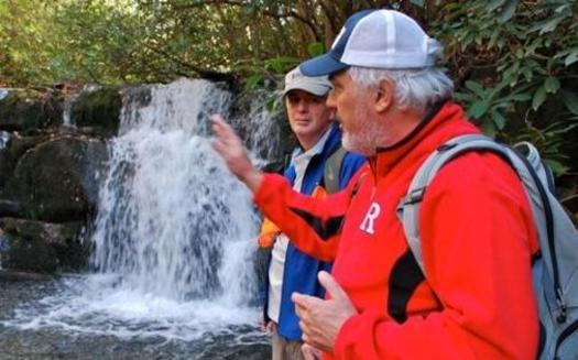 Jeff Hunter shows a stunning waterfall to writer Chris Dortch in the Cherokee National Forest (Photo: Jeff Guenther)