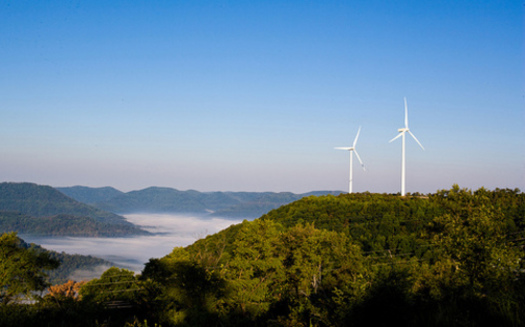 PHOTO: Wind turbines on Buffalo Mountain in East Tennessee. The Center for Rural Affairs says there need to be more high voltage lines in the U.S. to move wind-generated electricity. CREDIT: TVA Web Team