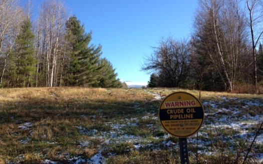 PHOTO: The Portland-Maine pipeline, shown here crossing Coos County, NH, is cited in a petition calling on the federal government to issue stricter regulations for transporting tar sands oil from Western Canada across New England and the Midwest.