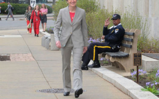 PHOTO: Interior Secretary Sally Jewell arrives at the Department of the Interior. Photo by Tami A. Heilemann, Office of Communications, Department of the Interior.