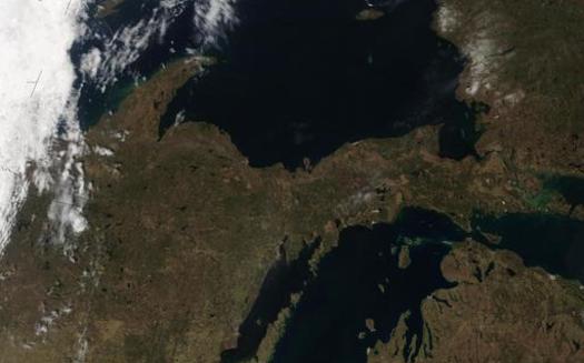 Michigan's Upper Peninsula has abundant mineral resources. More than a century of mining has created serious environmental contamination. Photo, courtesy NASA