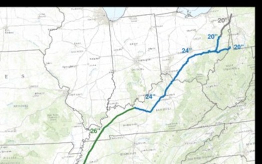 PHOTO:  Map showing general path of proposed Bluegrass Pipeline. Credit: Bluegrass Pipeline project