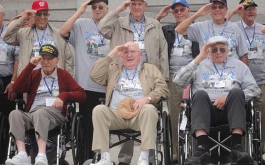 PHOTO: An estimated 1.2 million World War II veterans remain of the 16 million who served, and some are making a long overdue trip. Courtesy: Honor Flight Network.