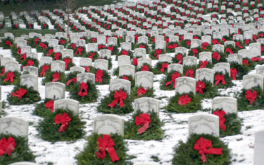 PHOTO: A project that began more than 20 years ago honoring veterans at Arlington National Cemetery has made its way to Indiana. Photo: wreaths at Arlington National Cemetery. Courtesty: Wreaths Across America.