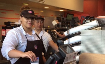 State lawmakers will be hearing from Jena Benson, 18, left, a fast-food worker from Dorchester, as she testifies in support of raising the minimum wage to $15 an hour. Courtesy: Fight for $15