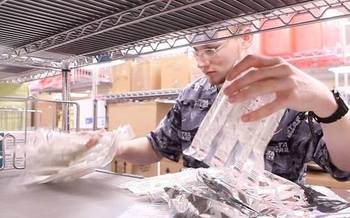 Devin Lile works in the lab at Iowa Methodist Medical Center in Des Moines. (Iowa Developmental Disabilities Council)