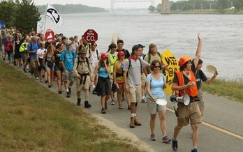 Opponents of Spectra Energy's natural gas pipeline plan are marching more than 40 miles today to protest transporting fracked gas into the Bay State. (350 Mass) 