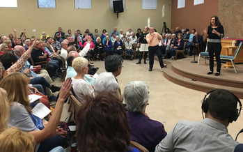 Congresswoman Martha McSally speaking at a town hall in Sahuarita, Arizona on February 23. (Dennis Newman/PNS)
