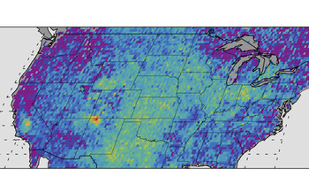 A satellite photo shows the yellow and red 