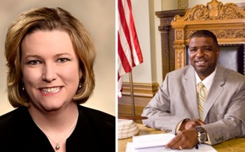 Dayton Mayor Nan Whaley (L) and Youngstown Mayor Jamael 