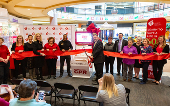 The latest CPR training kiosk was installed at Jordan Creek Town Center in West Des Moines this week. (AHA)